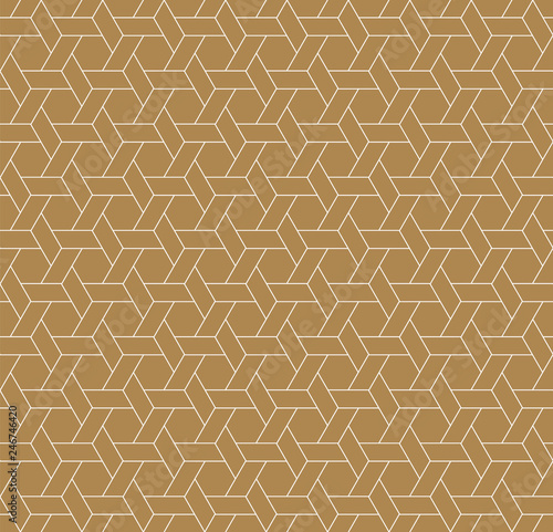 Seamless Japanese Pattern Kumiko For Shoji Screen.Brown Color Background.