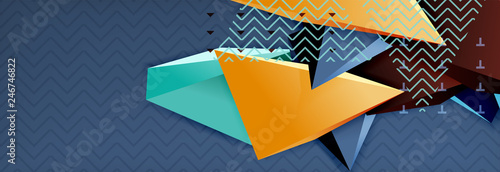 3d triangular shapes geometric background. Origami style pattern with triange shapes for decorative design. Poster design. Line design. Modern presentation template