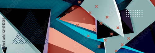 3d triangular shapes geometric background. Origami style pattern with triange shapes for decorative design. Poster design. Line design. Modern presentation template