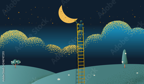 Business concept vector illustration of reach out for the stars photo