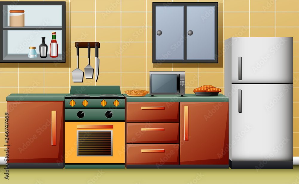 Illustration of modern interior kitchen Illustration of modern interior kitchen