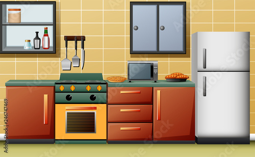 Illustration of modern interior kitchen