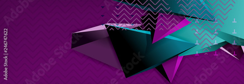 3d triangular shapes geometric background. Origami style pattern with triange shapes for decorative design. Poster design. Line design. Modern presentation template