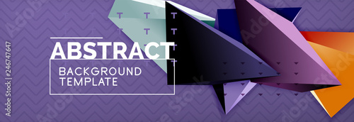 Vector 3d triangular shapes abstract background, origami futuristic template with lines