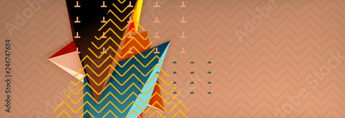 3d triangular shapes geometric background. Origami style pattern with triange shapes for decorative design. Poster design. Line design. Modern presentation template
