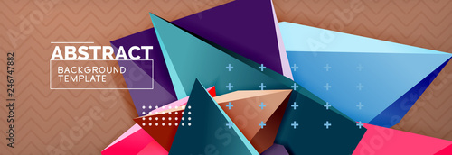 3d triangular shapes geometric background. Origami style pattern with triange shapes for decorative design. Poster design. Line design. Modern presentation template