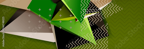 3d triangular shapes geometric background. Origami style pattern with triange shapes for decorative design. Poster design. Line design. Modern presentation template