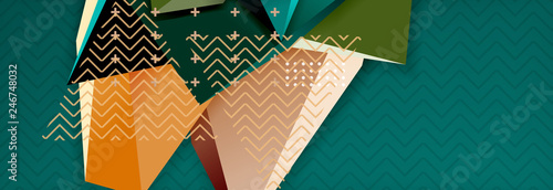 3d triangular shapes geometric background. Origami style pattern with triange shapes for decorative design. Poster design. Line design. Modern presentation template