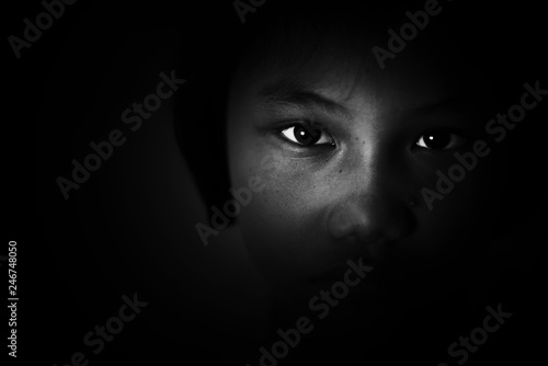 sadness and depress girl, absent minded, Child Abuse in white tone