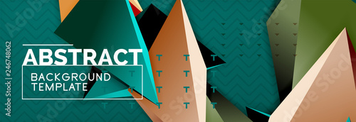 3d triangular shapes geometric background. Origami style pattern with triange shapes for decorative design. Poster design. Line design. Modern presentation template