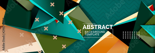 3d triangular shapes geometric background. Origami style pattern with triange shapes for decorative design. Poster design. Line design. Modern presentation template