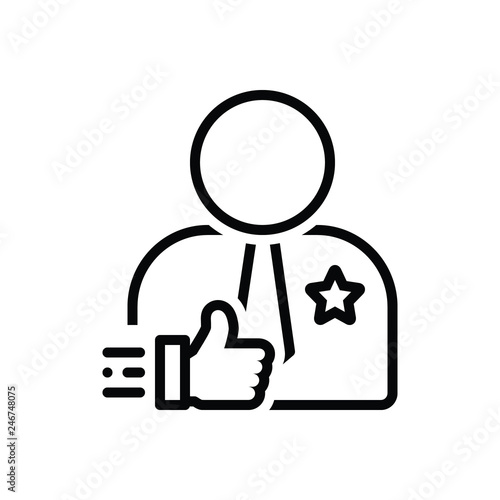 Black line icon for credible reliable 