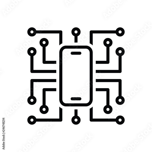 Black line icon for digitalisation technology 