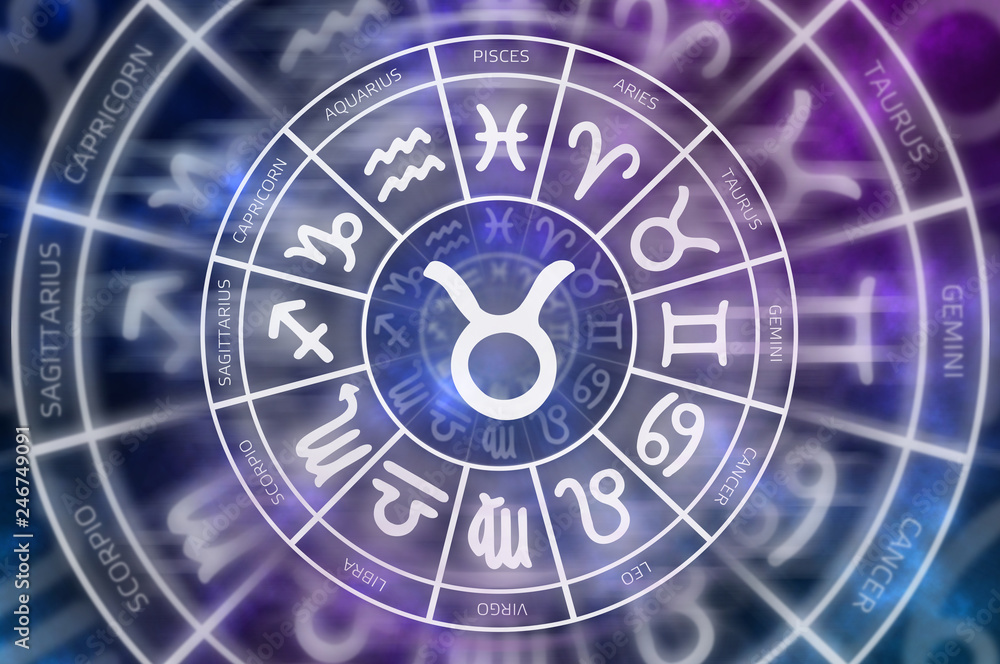 Zodiac Taurus symbol inside of horoscope circle Zodiac Taurus symbol inside of horoscope circle