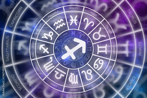 Zodiac Sagittarius symbol inside of horoscope circle