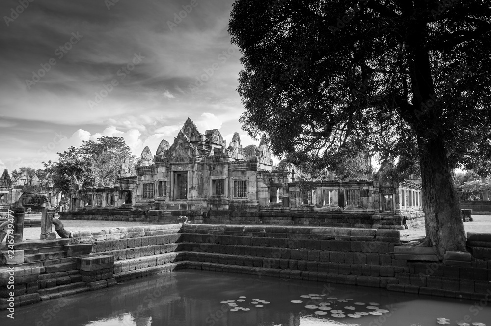 Barai pond of Prasat Muang Tam castle in Buriram, Thailand