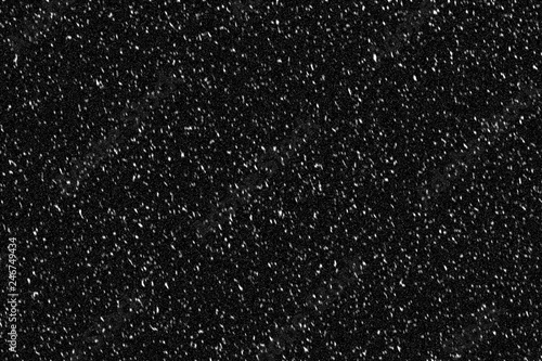 Falling Snow down On The Black Background.