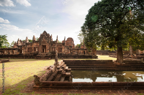 Barai pond of Prasat Muang Tam castle in Buriram, Thailand photo