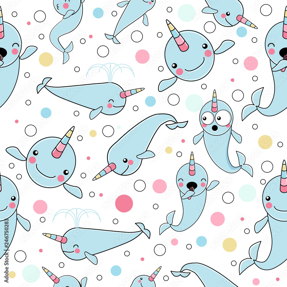 pattern with Narwhal - The unicorn of the sea pattern with Narwhal - The unicorn of the sea