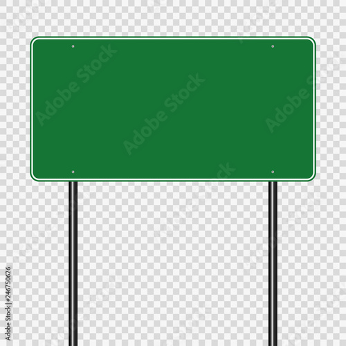 sign road green board on transparent background