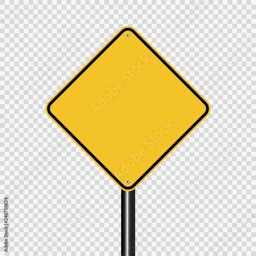 sign road yellow board on transparent background