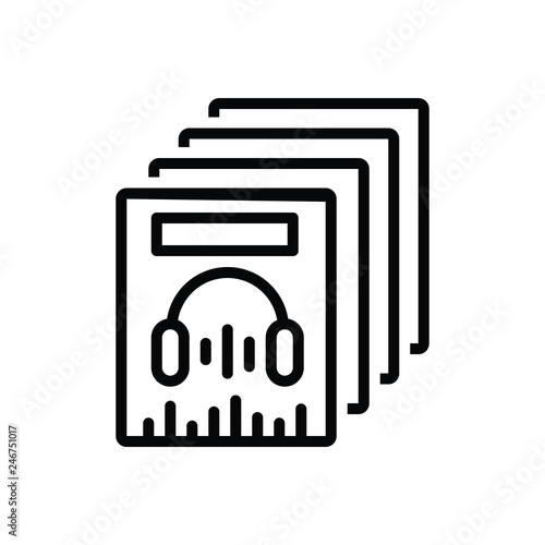 Black line icon for music collection 