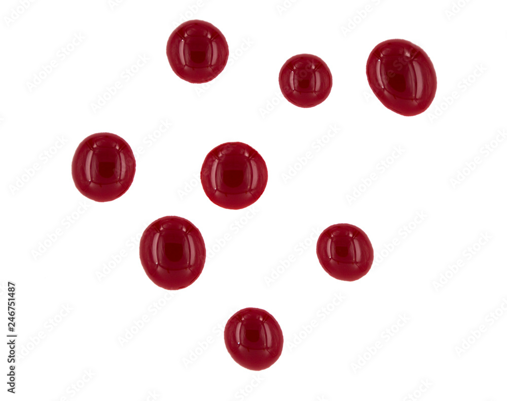 Blood drop isolated on white background. red paint drops Blood drop isolated on white background. red paint drops