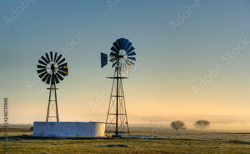 Canvas Print KAROO WINDMILL and water storage tank, Namaqualand