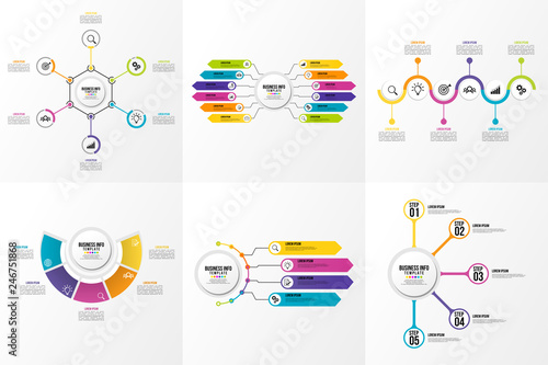 Set Of Infographics Elements Vector Design Template. Business Data Visualization Infographics Timeline with Marketing Icons most useful can be used for workflow, presentation, diagrams, reports