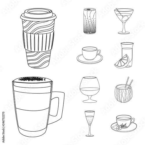 Vector illustration of drink and bar icon. Collection of drink and party stock vector illustration.