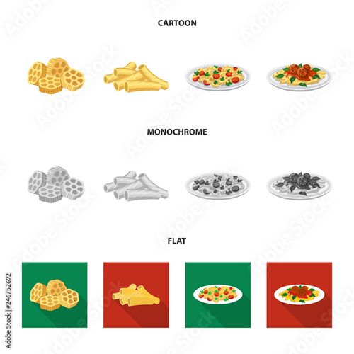 Isolated object of pasta and carbohydrate icon. Set of pasta and macaroni stock symbol for web.