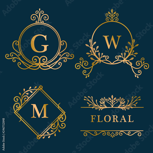 Initialed gold frame background