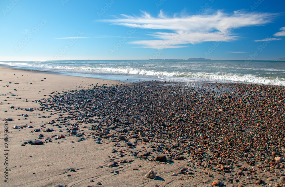 Gravel on beach at McGrath State Park in Oxnard California United States Gravel on beach at McGrath State Park in Oxnard California United States