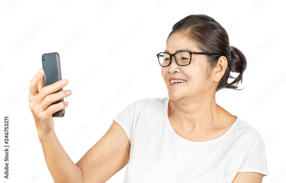 old asian woman using smart phone for social media lifestyle old asian woman using smart phone for social media lifestyle