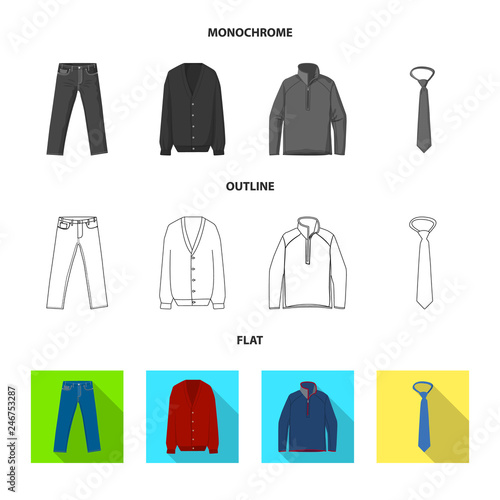 Isolated object of man and clothing icon. Collection of man and wear stock symbol for web.