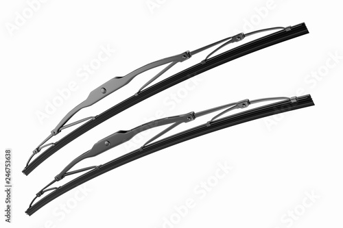 3D rendering. Windscreen wiper blade on a white background. Wiper blade for car. Spare parts, auto parts for driver safety. Wiper blade helps when it rains. Protection from rain cleaner wiper blade. photo