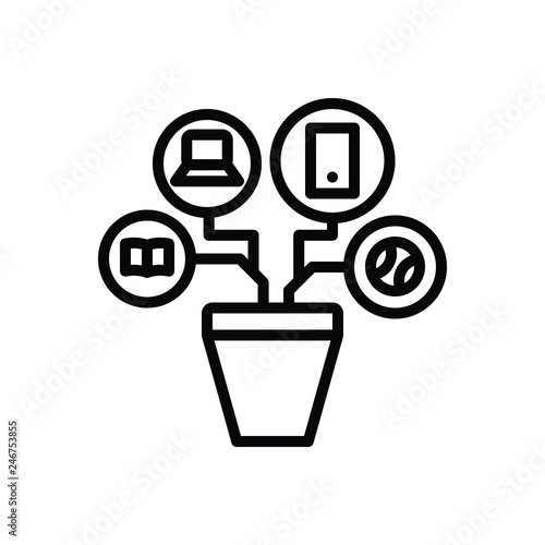 Black line icon for resources 