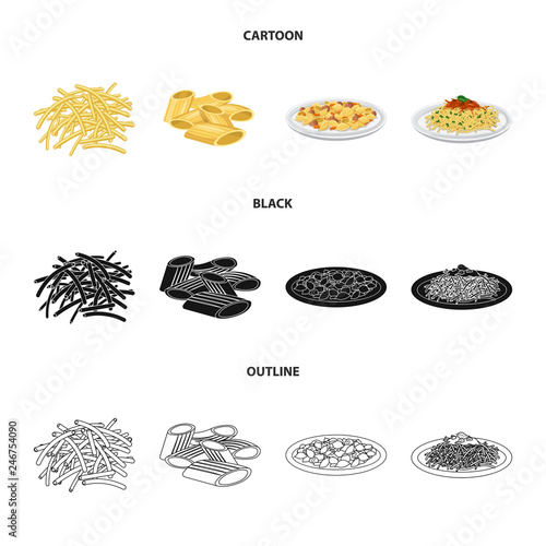 Vector design of pasta and carbohydrate icon. Set of pasta and macaroni stock vector illustration.