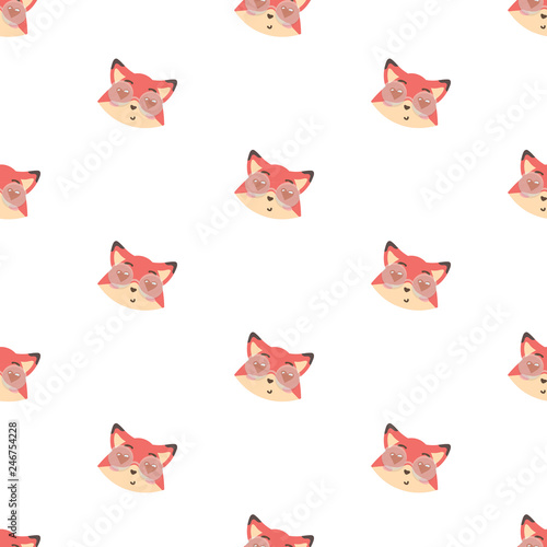 Fototapeta Naklejka Na Ścianę i Meble -  Vector cute cartoon fox pattern..