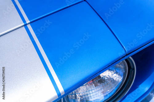 blue car headlight 