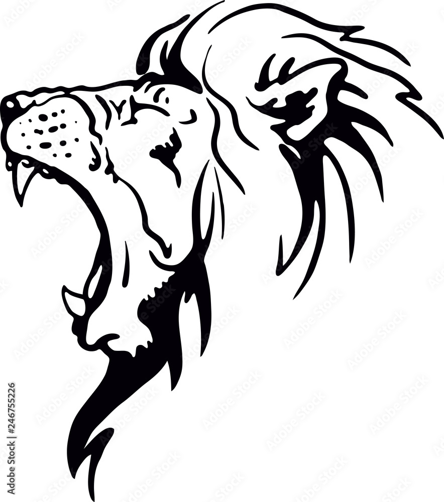 Angry Lion Head Roaring Mascot