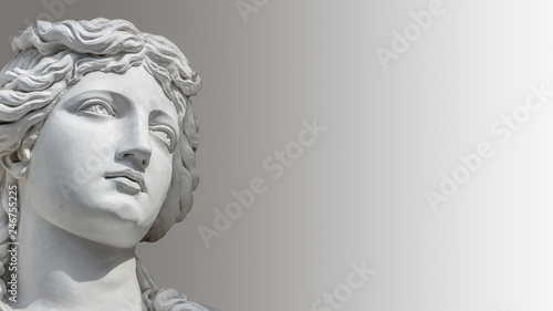 Portrait of young sensual Roman Renaissance Era woman in Vienna, Austria, with paste space photo