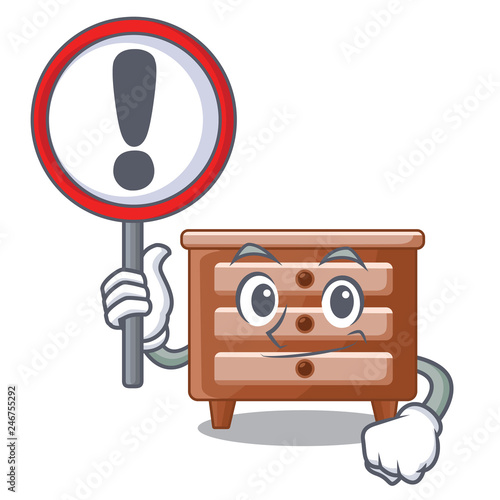 With sign bidside table in shape cartoon wood