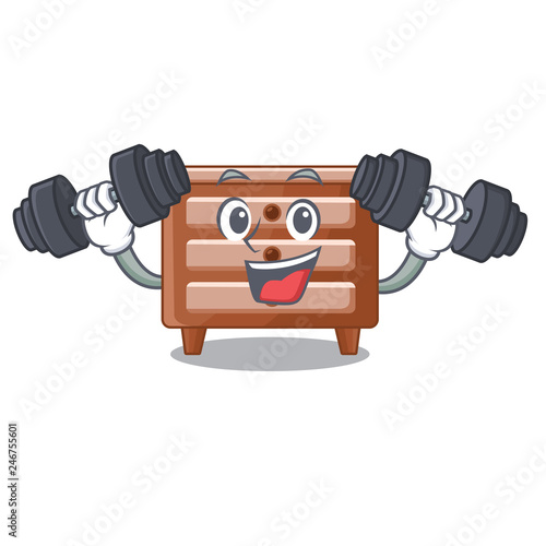 Fitness bidside table in shape cartoon wood