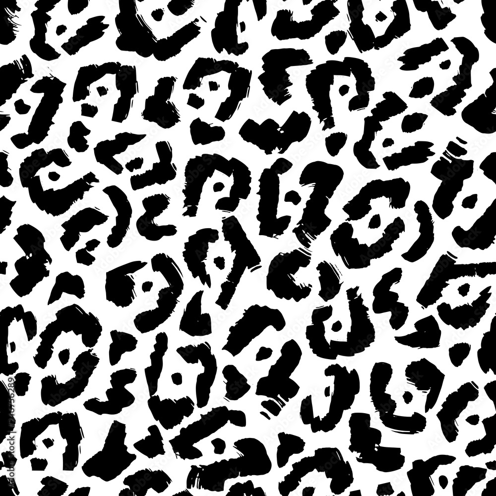 Vector Seamless pattern of leopard skin in black and white on brown background, Wild Animals pattern for textile or wall paper. Trends colour l