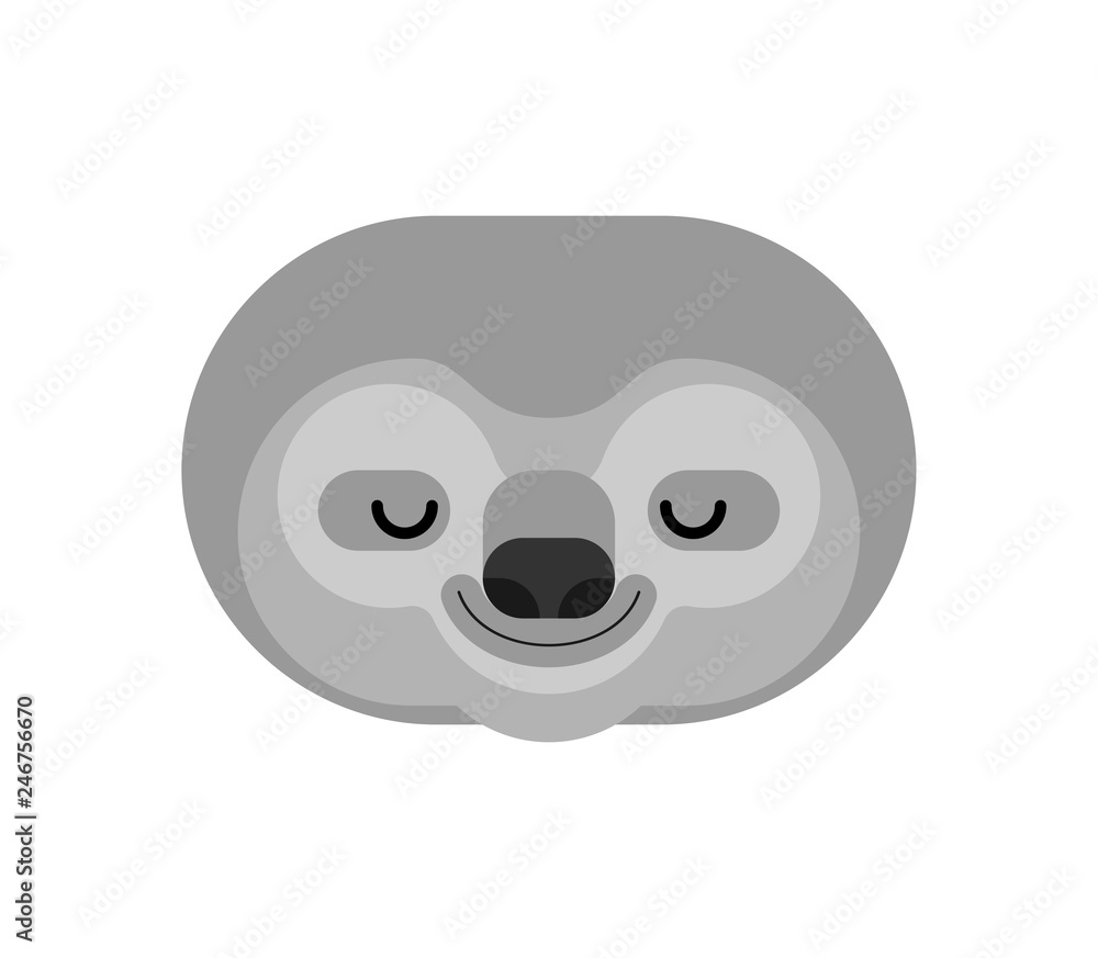 Sloth face isolated. lazybones animal Cartoon. Vector