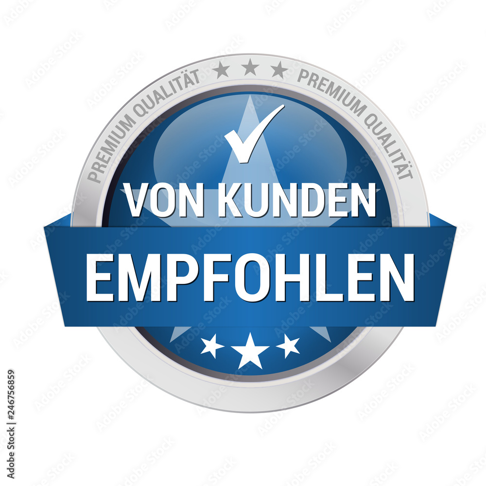 blaues Gütesiegel für Kundenempfehlung blaues Gütesiegel für Kundenempfehlung