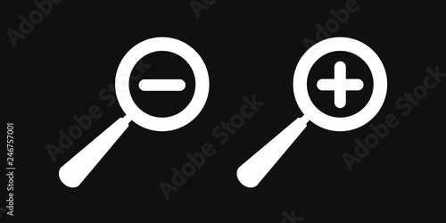 Magnifying glass vector symbol zoom in and out