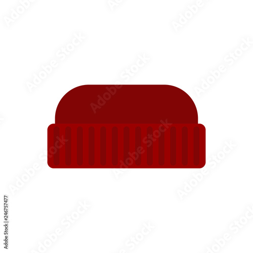 Red knitted hat man isolated. Lumberjack Winter cap