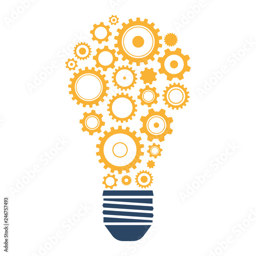 Glühbirne aus Zahnrädern - Innovation Idee Strategie Konzept